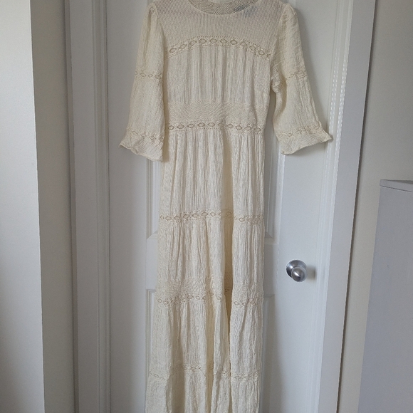 Double D Ranch Homespun Prairie Dress String Ivory Lace Maxi Long  Size 6 - Picture 3 of 13
